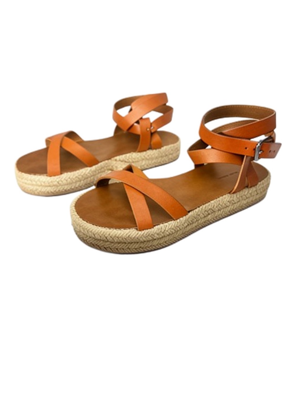 Isabel Marant Tan Leather Ankle-Strap Espadrille platform Sandals